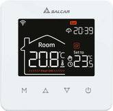 SALCAR Smart WiFi Room Thermostat for Electric Underfloor Heating – 16A Touchscreen Thermostat with LCD Display, App & Voice Control, Compatible with Alexa & Tuya, White, Programmable